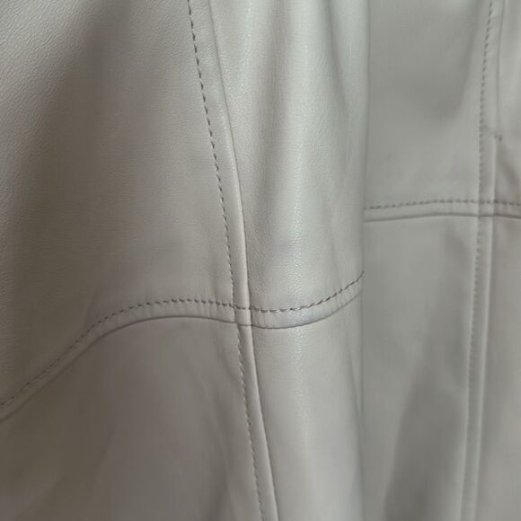 Banana Republic Factory Faux Leather A-Line Midi Skirt Cream Size 6P Petite - Picture 9 of 13